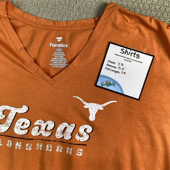 Texas Longhorns V Neck T-Shirt Women's 2X Fanatics Football Orange White Stripes - Picture 5 of 5